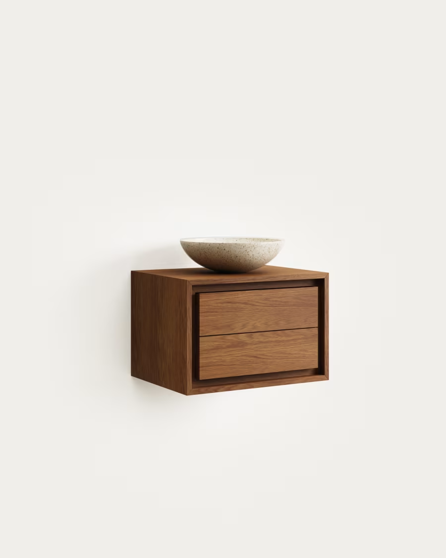 Kave home Kenta bathroom furniture teak wood+walnut finish,60x45cm(Minor damage)