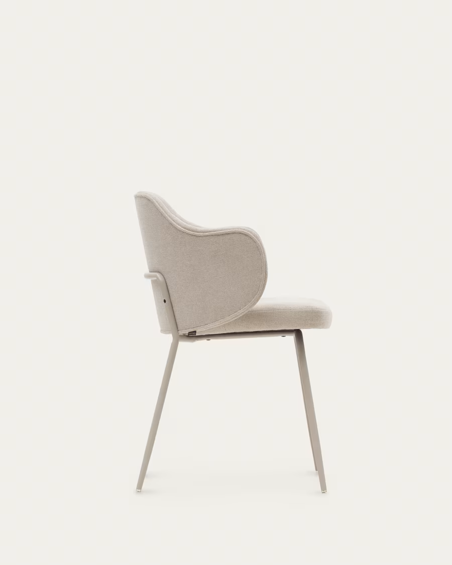 Kave Home Yunia chair in beige with steel legs in a painted beige finish