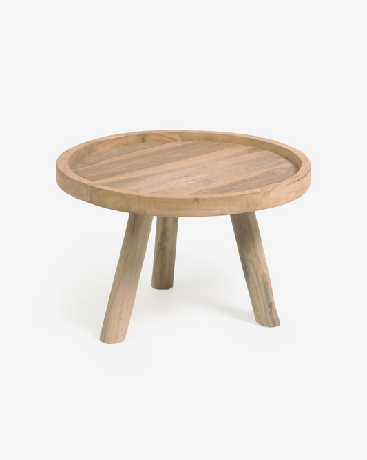 Kave Home Glenda Coffee Table - Ø 55 cm - round solid teak wood - Cracked