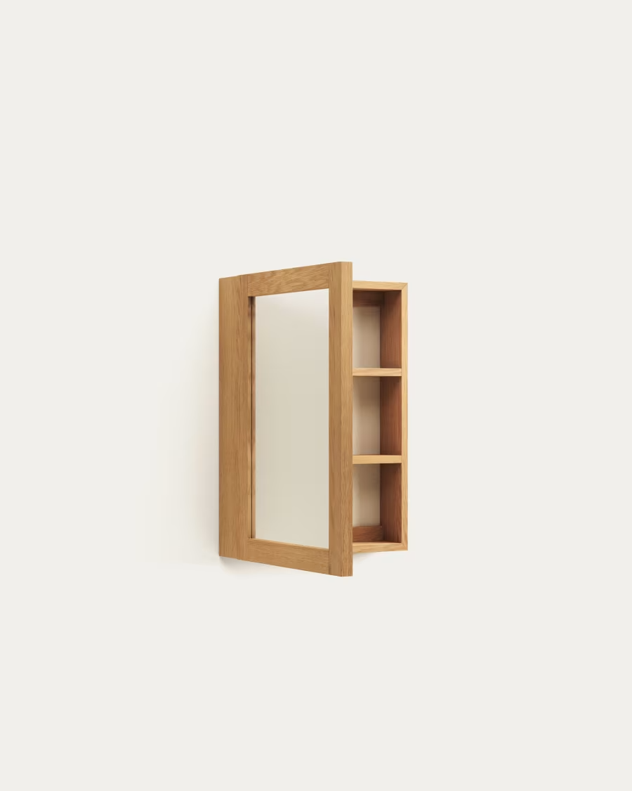 Kave Home Plubia medicine cabinet with mirror in solid teak, 50 x 70 cm