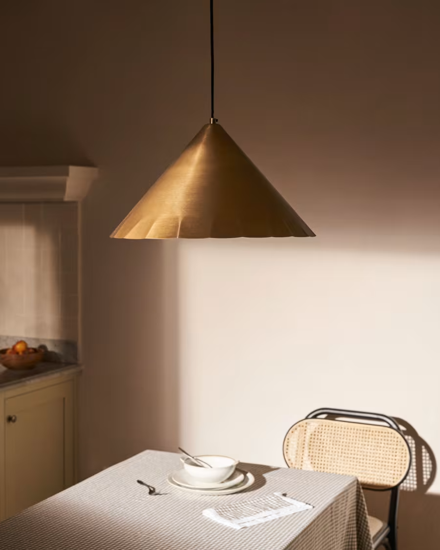 Kave Home Parlava brass ceiling lamp, Ø 46 cm