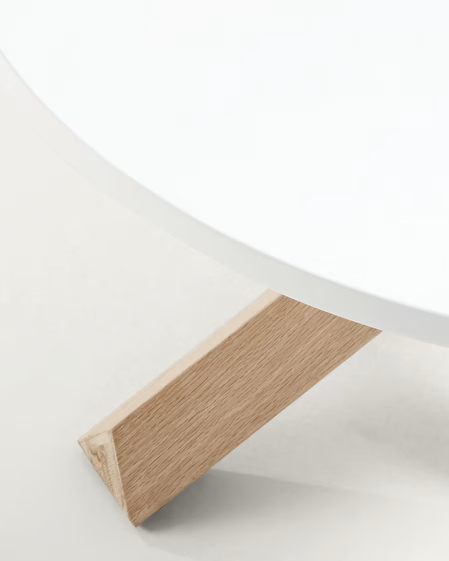 Kave Home Lotus coffee table in white with solid oak legs, Ø 65 cm