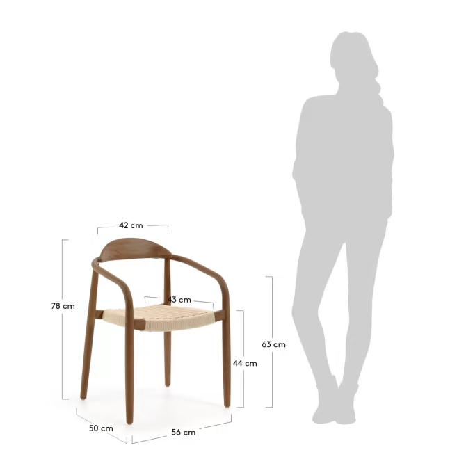 Kave Home 2 x Nina stackable chair in solid acacia wood with walnut finish