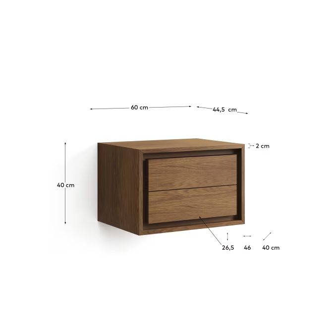 Kave Home Kenta bathroom furniture in solid teak wood with a walnut finish, 60 x