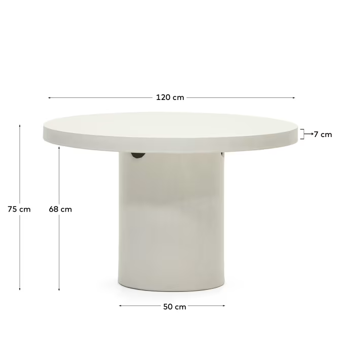 Kave Home Aiguablava round table in white cement, Ø 120 cm (Slight marks)