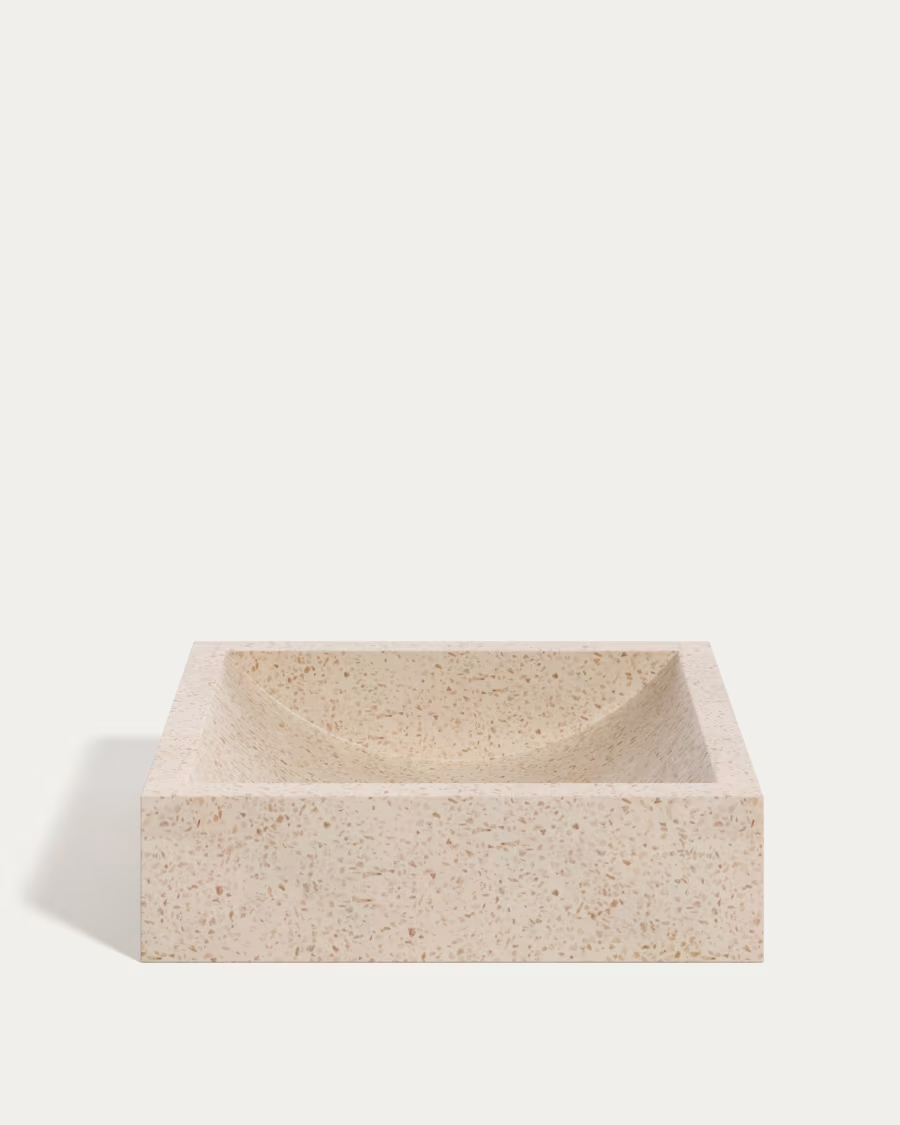 Kave Home Delina countertop washbasin in white terrazzo 40 x 45 cm