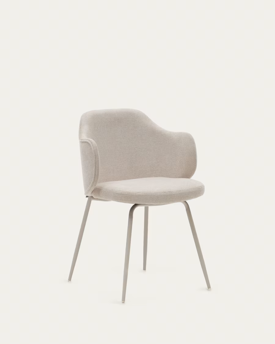 Kave Home Yunia chair in beige with steel legs in a painted beige finish