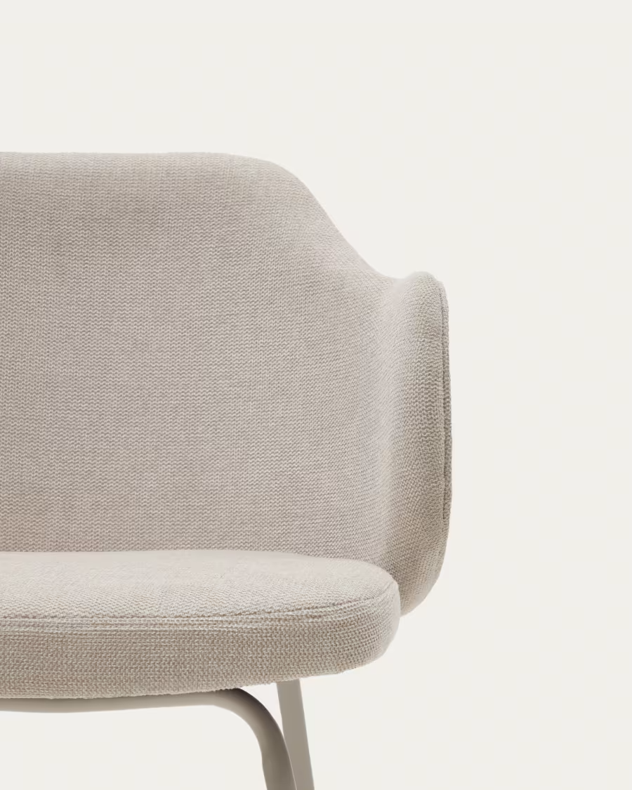 Kave Home Yunia chair in beige with steel legs in a painted beige finish