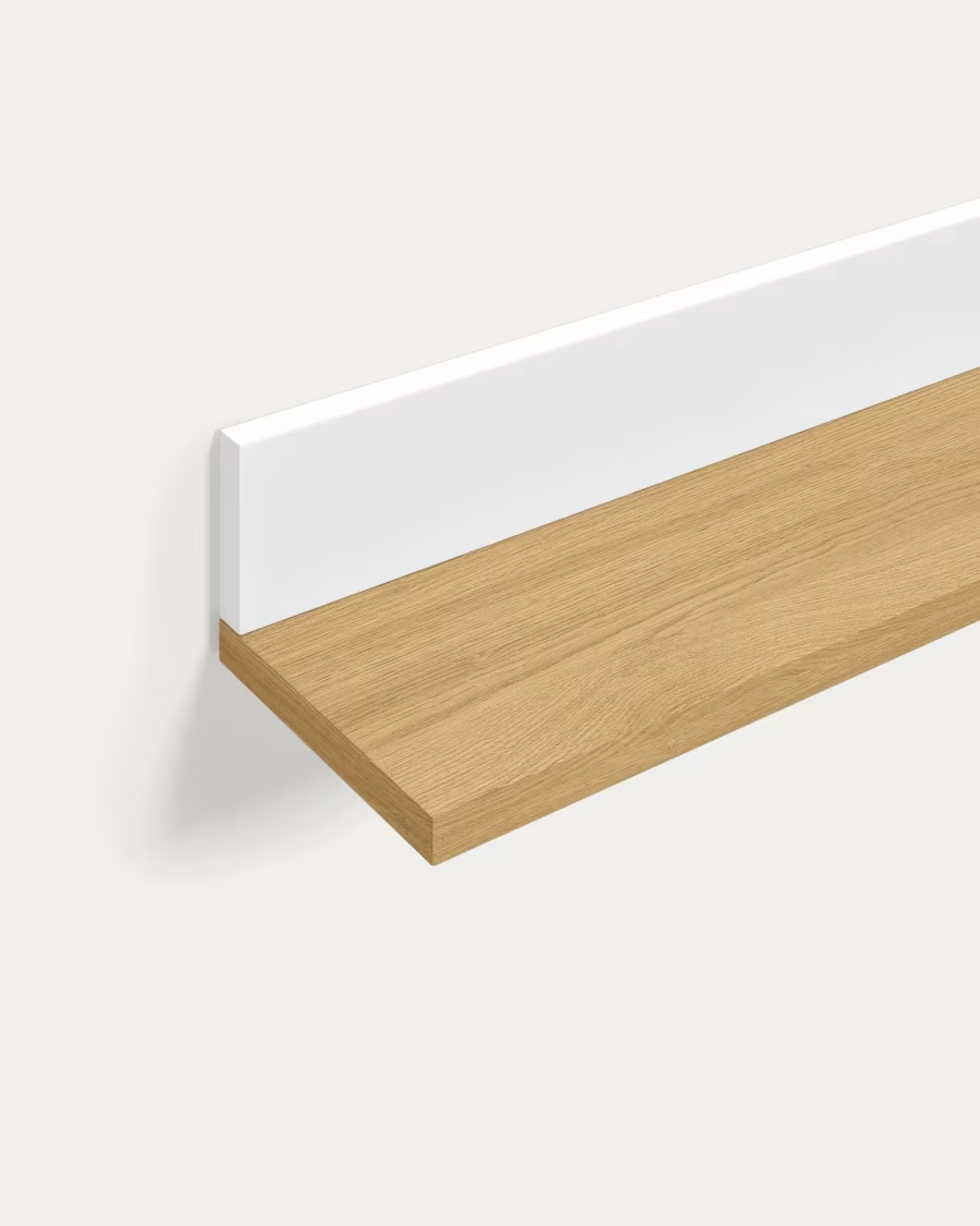 Kave Home Abilen shelf in oak veneer and white lacquer 120 x 15 cm