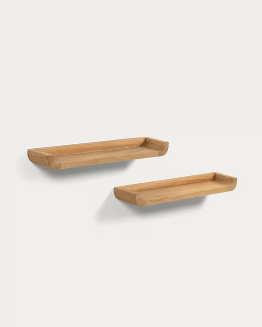 Kave Home Shamel set of 2 solid teak shelves 50 x 5 cm