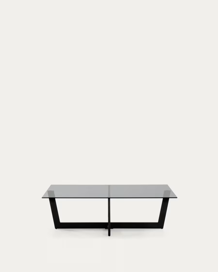 Kave Home Black glass Plam coffee table 120 x 70 cm