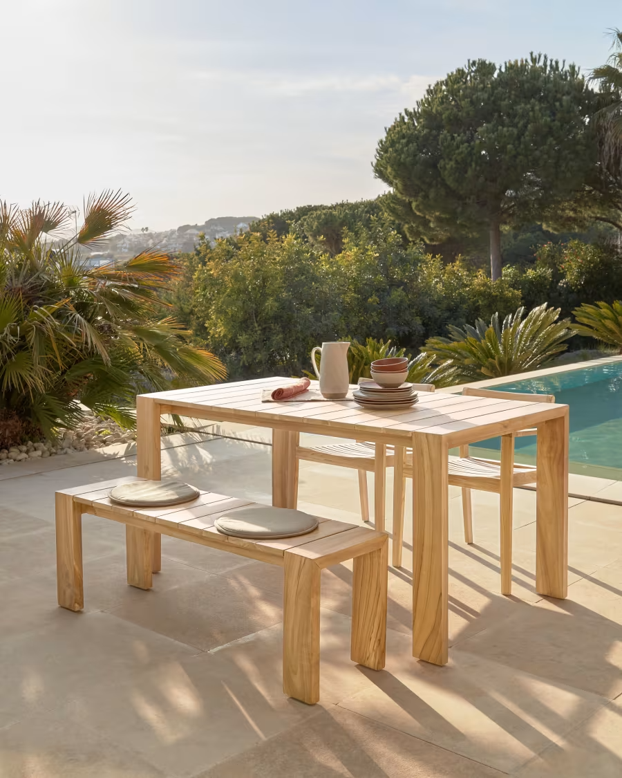 Kave home Victoire solid teak outdoor table 200 x 100 cm