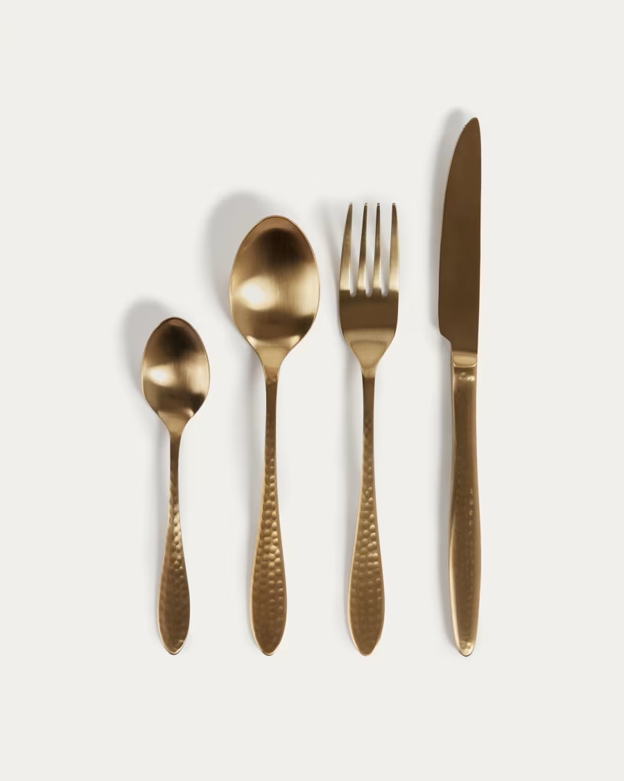 Kave Home Yarine set of 16 gold cutlery