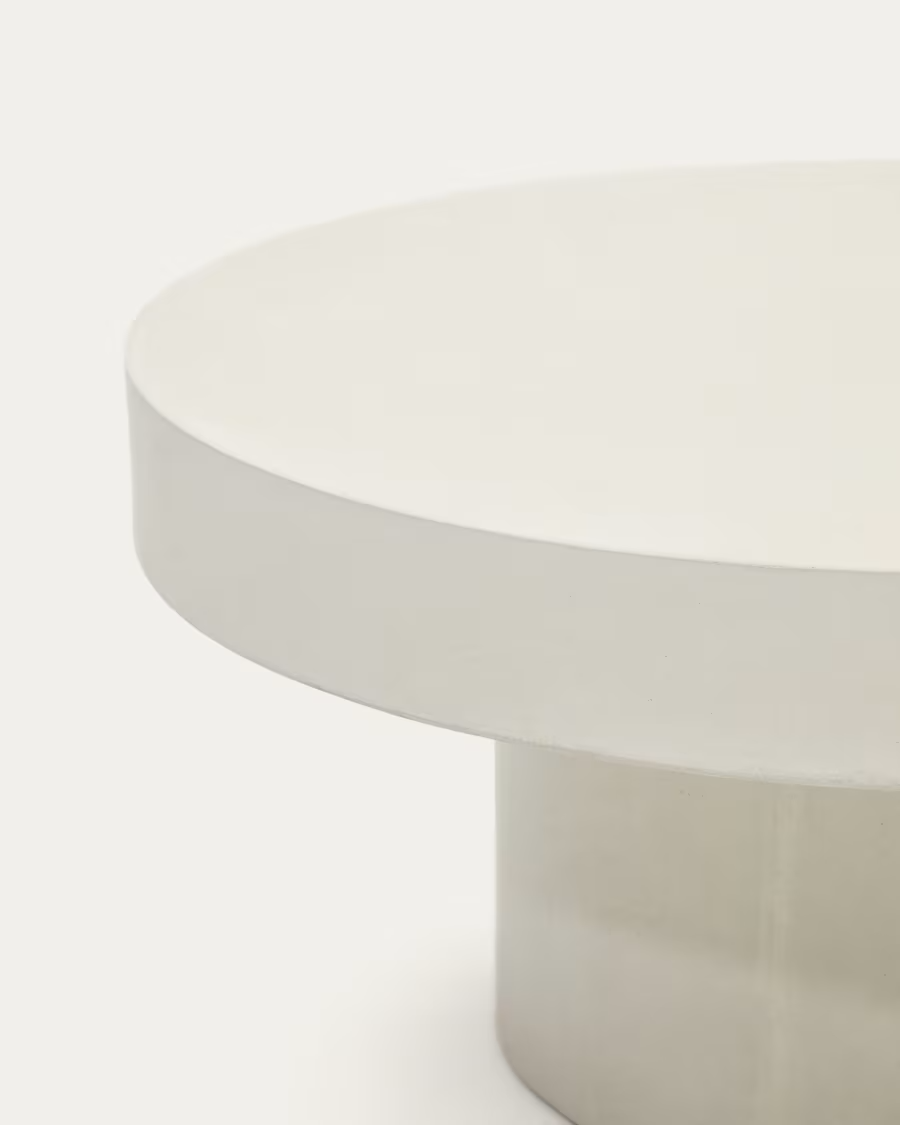 Kave home Aiguablava round coffee table in white cement, Ø 90 cm