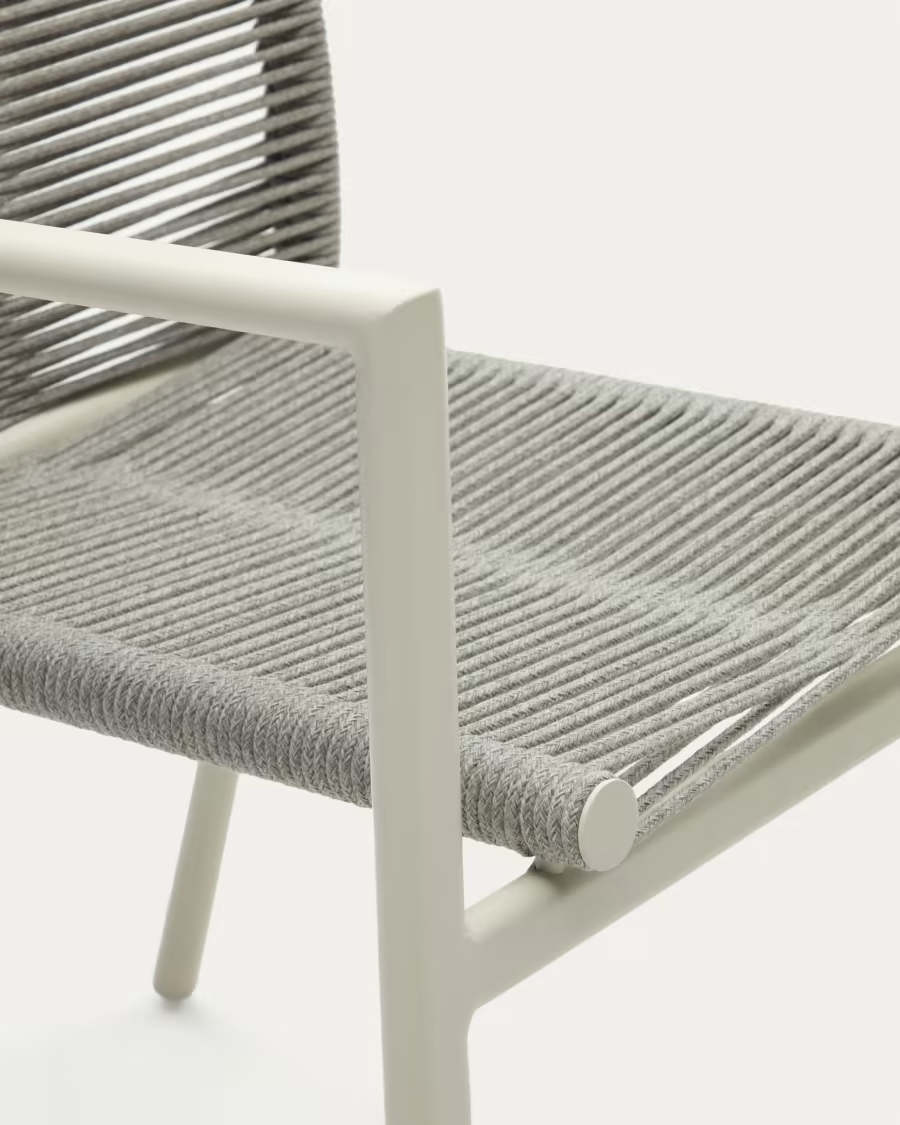 Kave Home 4 x Culip aluminium and cord stackable outdoor chair in white