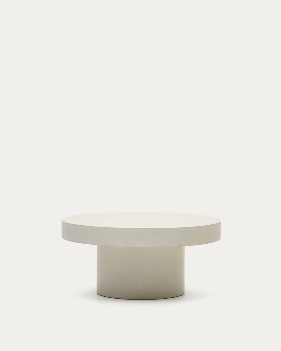 Kave home Aiguablava round coffee table in white cement, Ø 90 cm