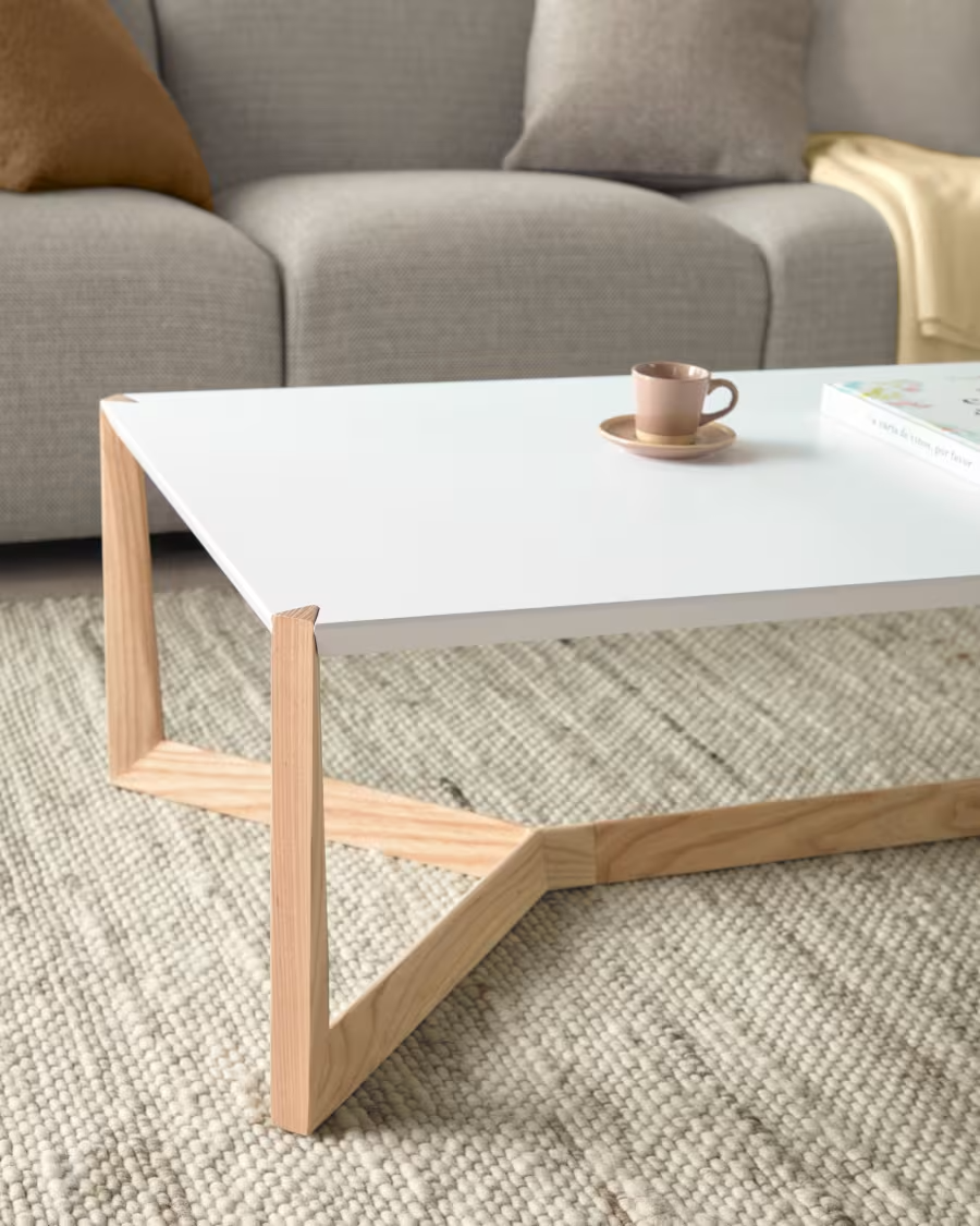 Kave home White and ash Quatro coffee table 120 x 60 cm