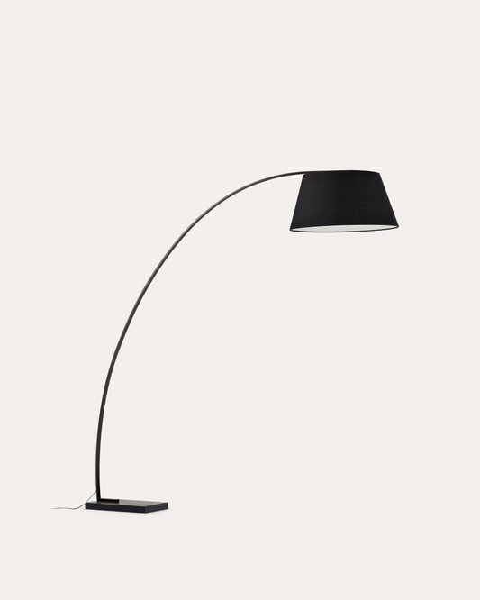 Kave home Juhe floor lamp in steel and black marble UK adapter