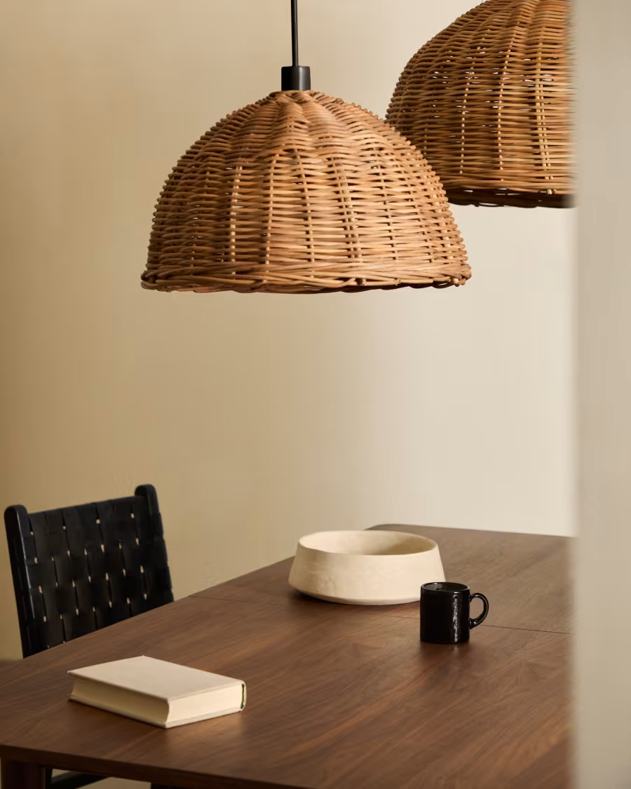 Kave Home Jornets rattan ceiling lamp shade in a natural finish Ø 50 cm