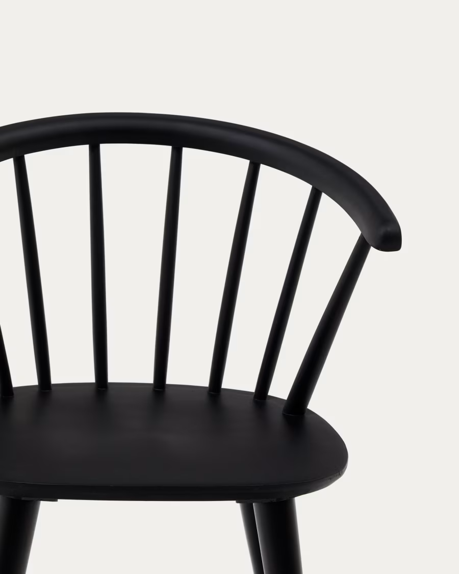 Kave home Trise MDF and solid rubber wood chair with black lacquer