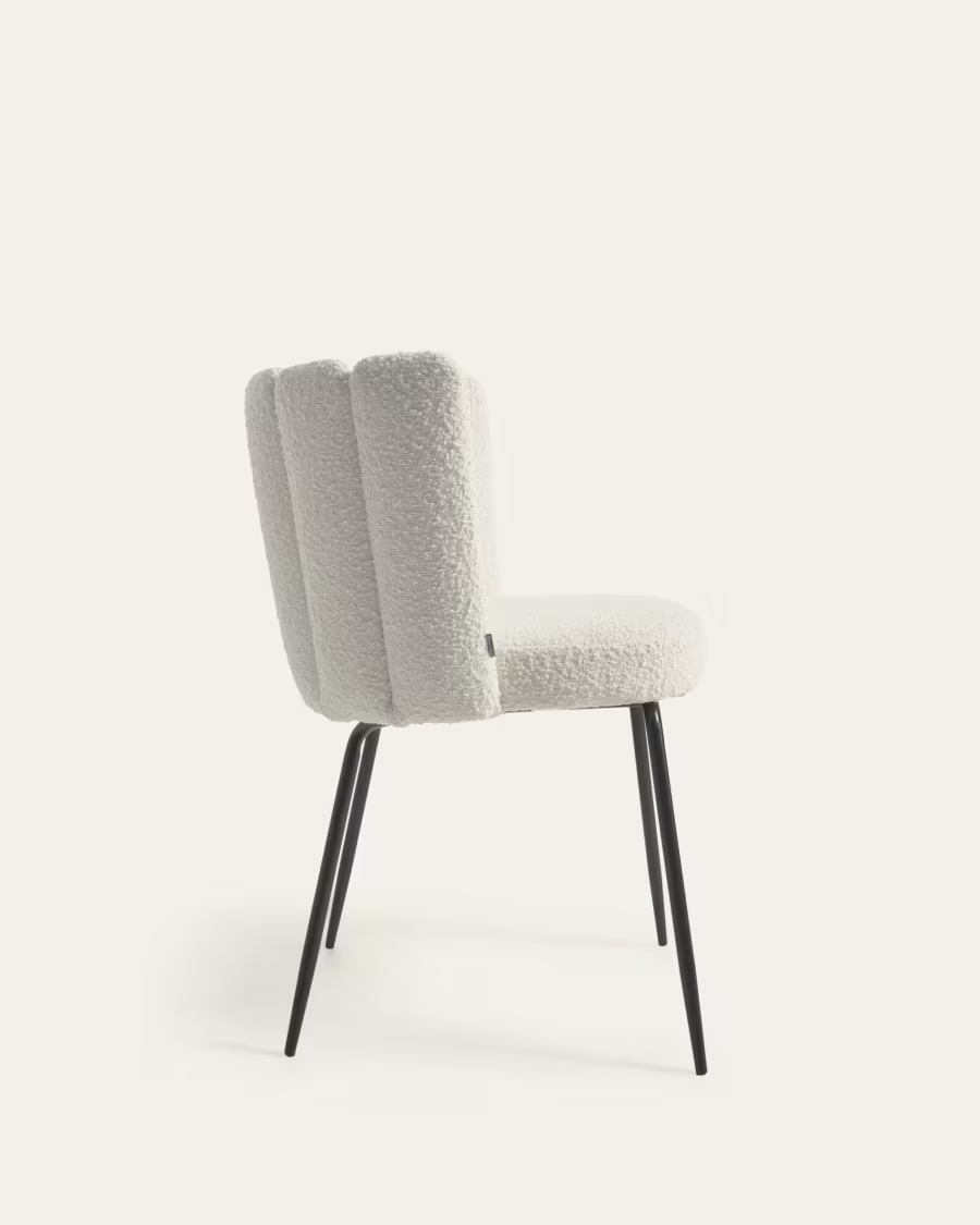 Kave Home 2 x Aniela chair with white bouclé and metal with black finish