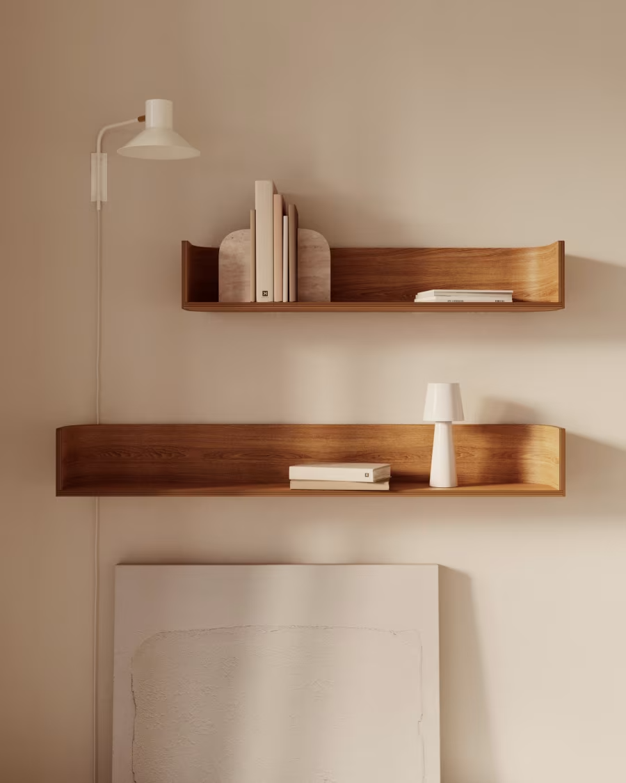 Kave Home Octavia shelf made of ash plywood FSC Mix Credit 120 x 20 cm