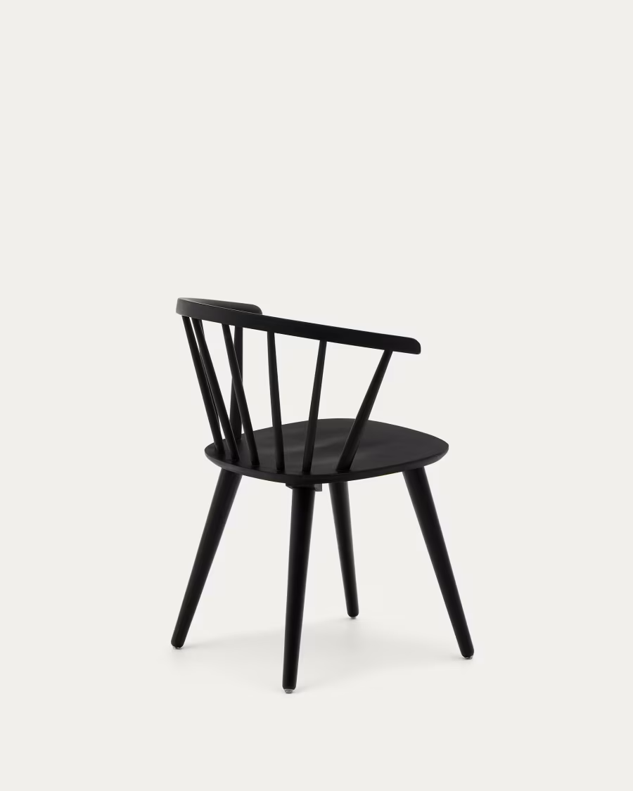 Kave home Trise MDF and solid rubber wood chair with black lacquer