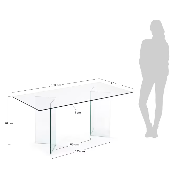 Kave Home Burano glass table 180 x 90 cm