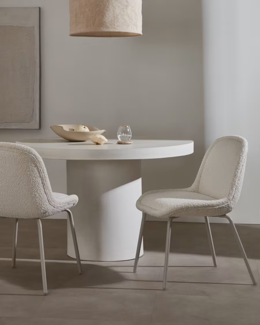 Kave Home Aiguablava round table in white cement, Ø 120 cm (Slight marks)