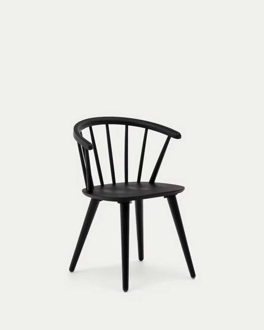 Kave home Trise MDF and solid rubber wood chair with black lacquer