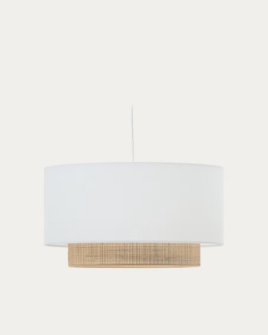 Kave Home Erna bamboo ceiling lamp shade in a natural and white finish Ø 60 cm