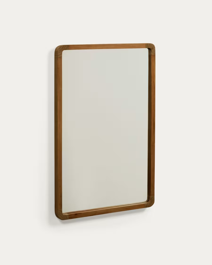 Kave Home Shamel solid teak mirror with a walnut finish, 45 x 70 cm