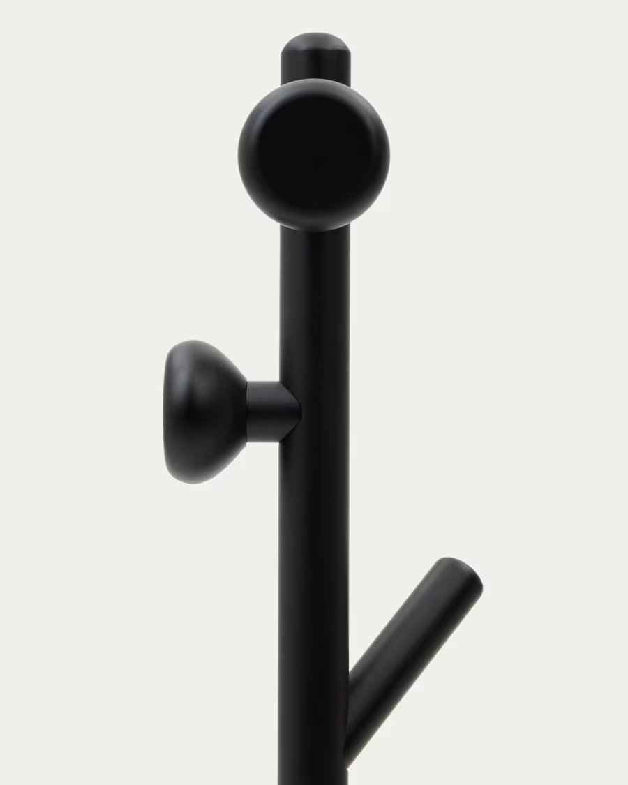 Kave Home Nadue coat rack in solid beech wood with black finish 170 cm