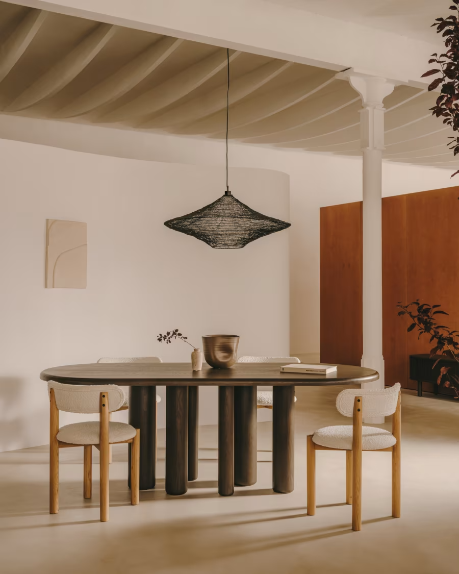 Kave Home Metal Makai ceiling lamp with black finish Ø 87 cm