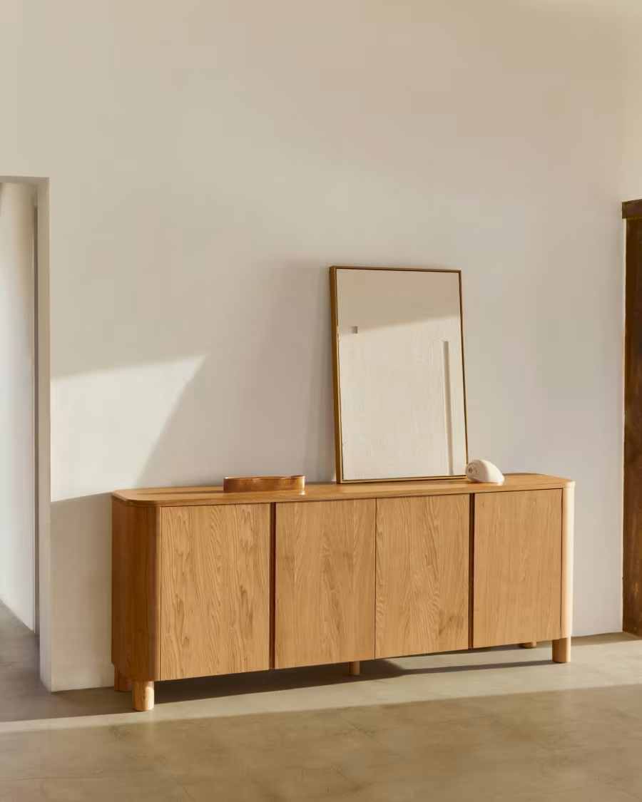 Kave Home Salaya sideboard in ash plywood FSC Mix Credit, 200 cm x 79 cm