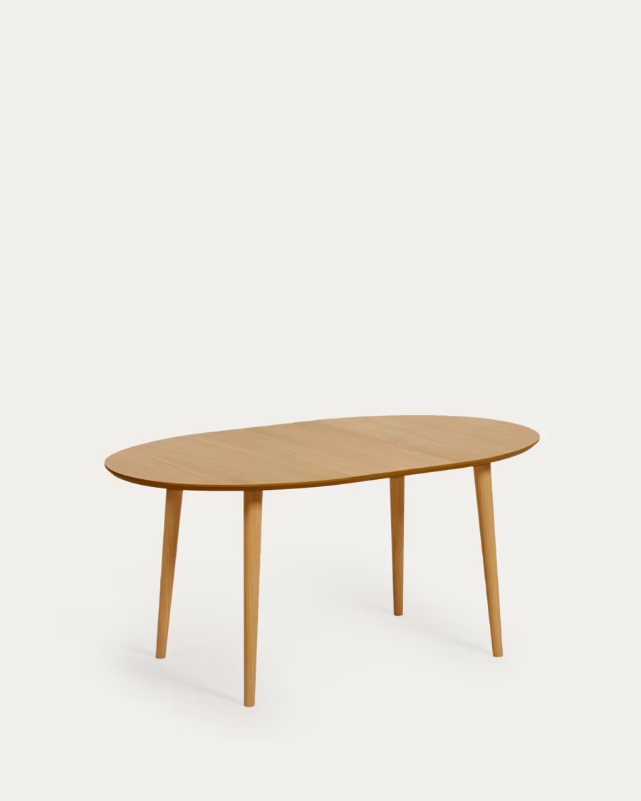 Kave home Oqui extendable oval table with solid wood legs, Ø 120 (200) x 90 cm