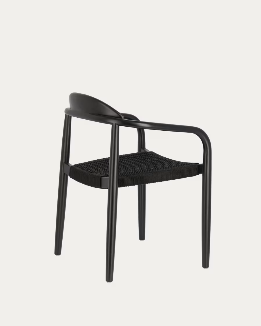 Kave Home Nina stackable chair in solid acacia wood with black finish and black