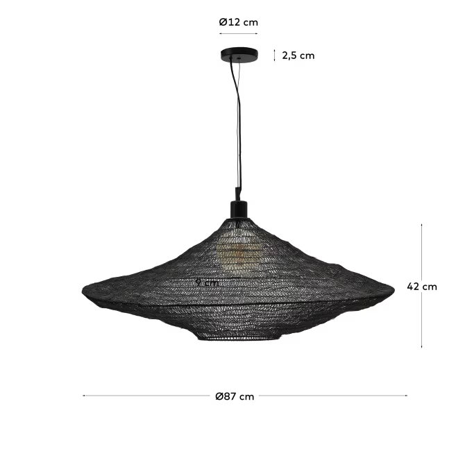 Kave Home Metal Makai ceiling lamp with black finish Ø 87 cm