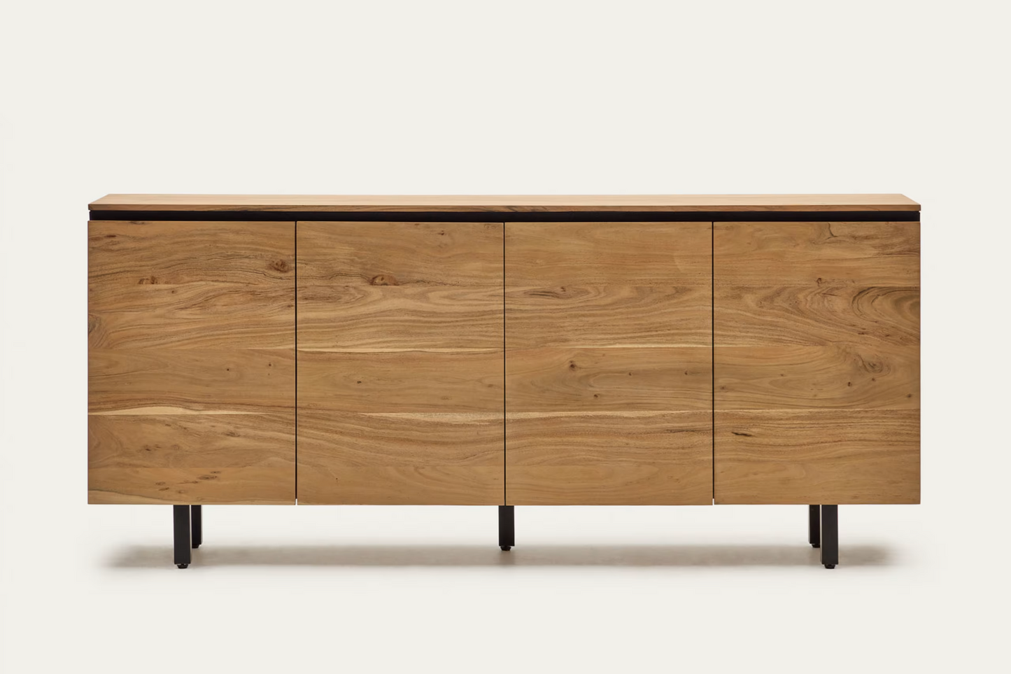 Kave home Uxue solid acacia wood 4 door sideboard in a natural finish, 200x88 cm