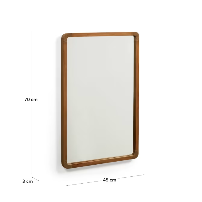 Kave Home Shamel solid teak mirror with a walnut finish, 45 x 70 cm