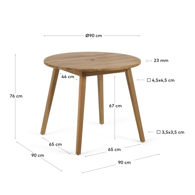 Kave Home Vilma round outdoor table made of solid acacia wood Ø 90 cm