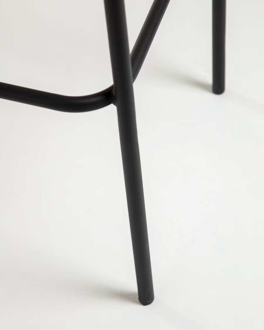 Kave Home 4 x Lambton stackable stool in black rope and black finish steel, 74 c