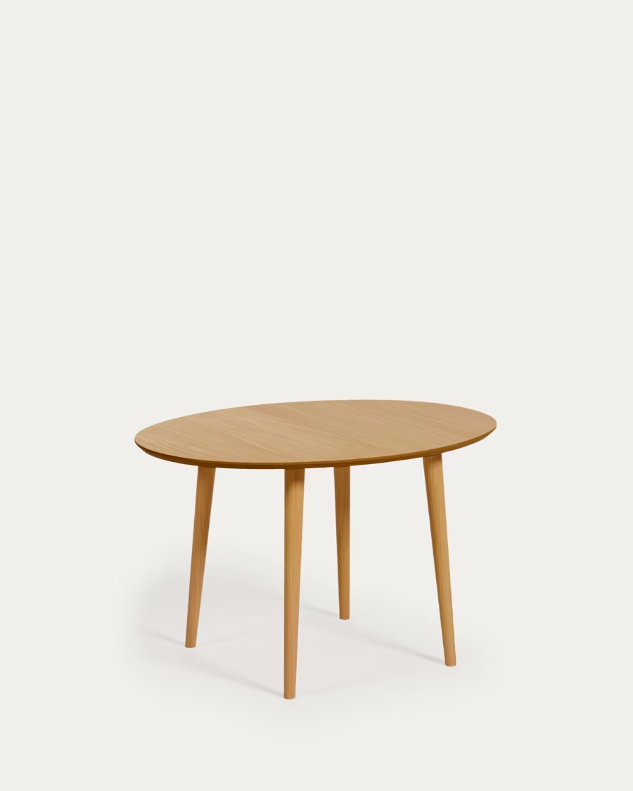 Kave home Oqui extendable oval table with solid wood legs, Ø 120 (200) x 90 cm