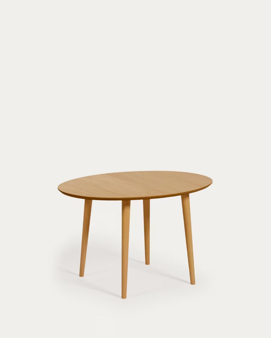 Kave home Oqui extendable oval table with solid wood legs, Ø 120 (200) x 90 cm