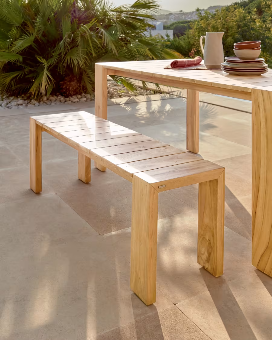 Kave home Victoire solid teak outdoor bench 175 cm