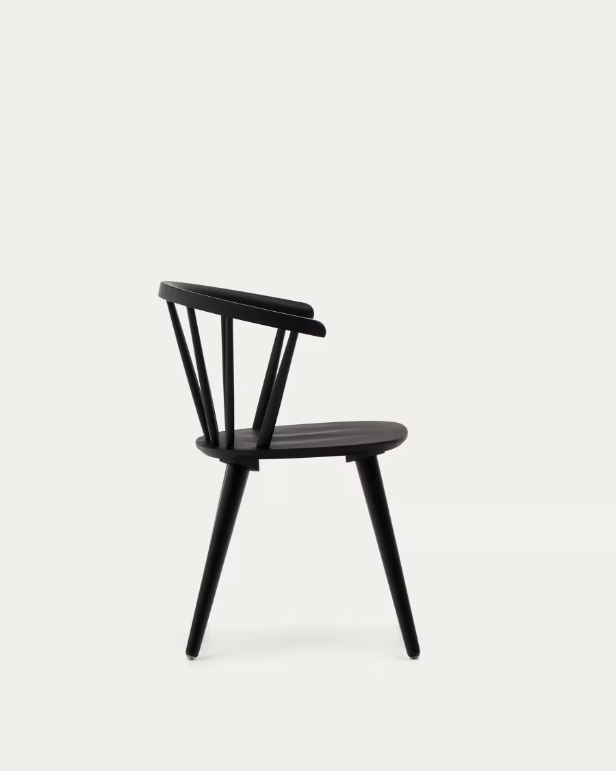 Kave home Trise MDF and solid rubber wood chair with black lacquer