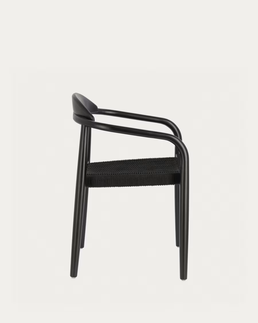 Kave Home Nina stackable chair in solid acacia wood with black finish and black