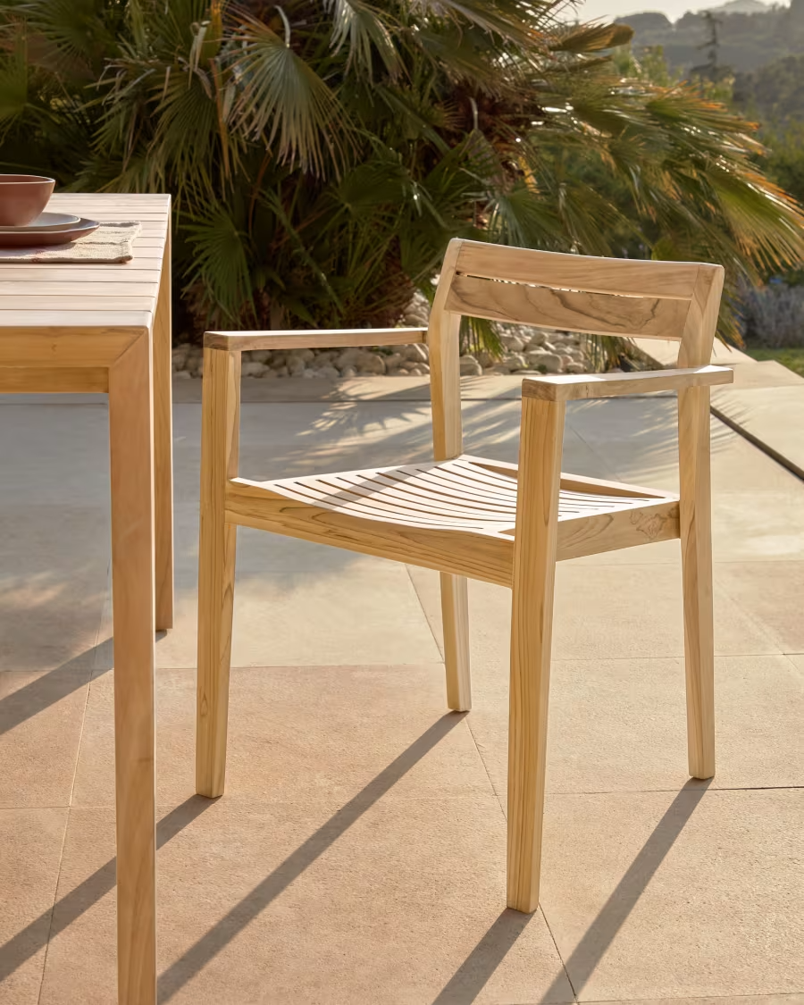 Kave home Victoire stackable solid teak outdoor chair "pair of 2"