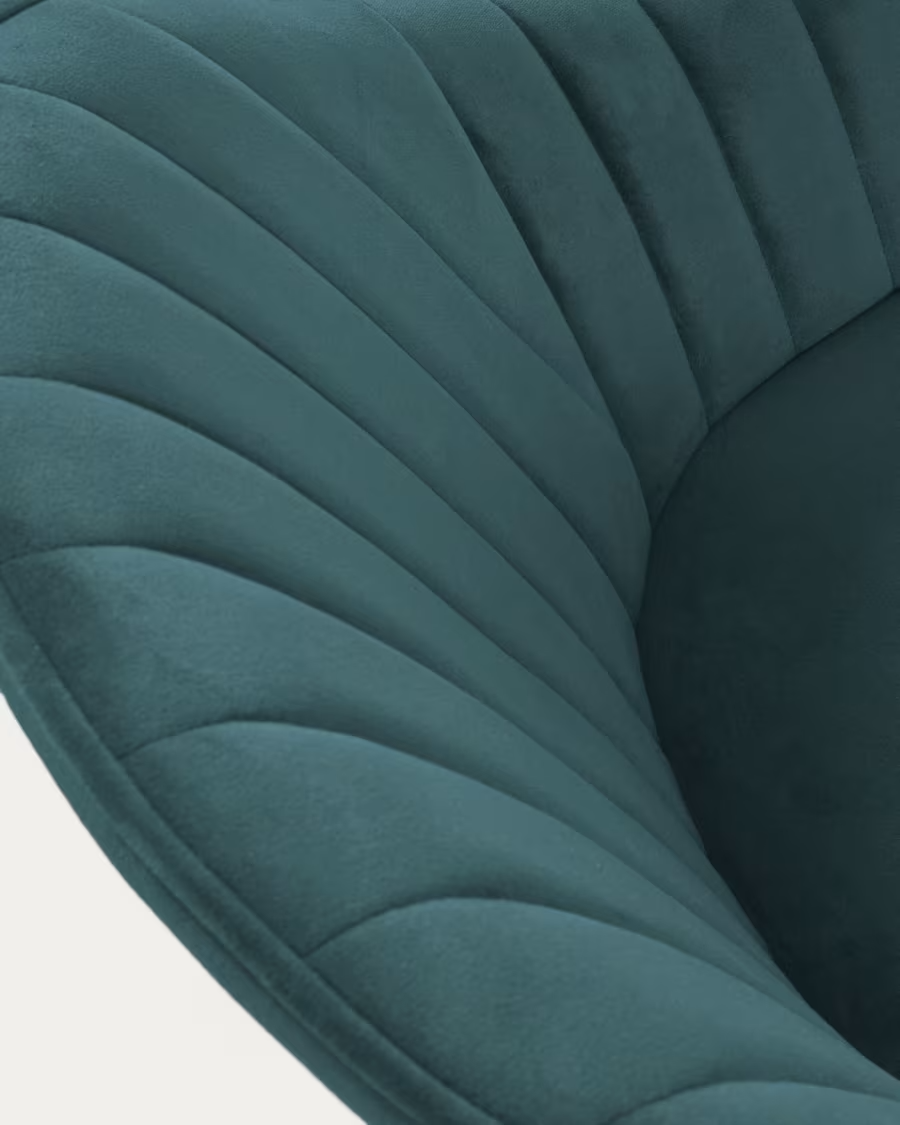 Kave Home 2 x Fabia velvet chair in turquoise with steel legs in a black finish