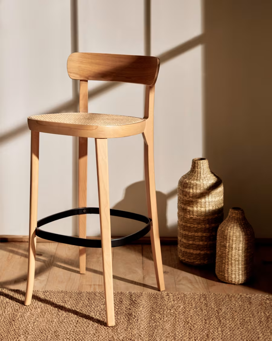 Kave Home 2 x Romane stool beechwood stool with a natural finish 75 cm